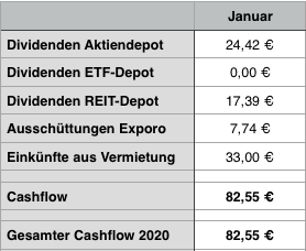 Cashflow-Bericht Januar 2020